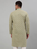 Jompers Men's Green Embroidered Kurta Only
