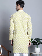 Jompers Men's Yellow Embroidered Kurta Only