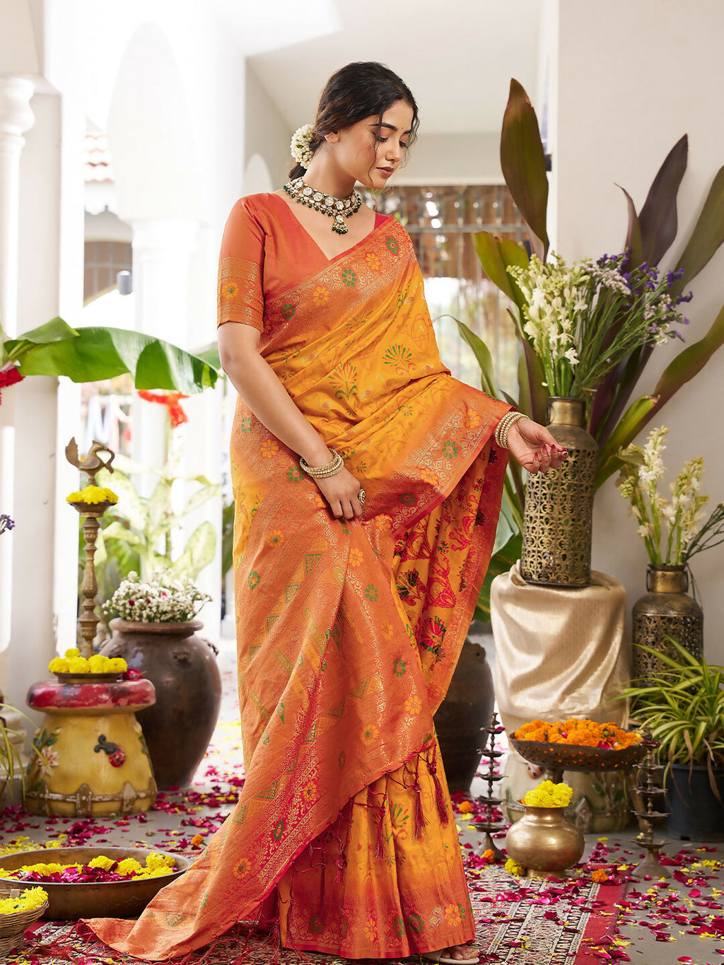 Shree Shyam Fashion Yellow Soft Silk Saree - Distacart