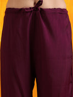 Hand Embroidered Kurta With Pant & Embroidered Organza Dupatta, Purple - Hiral Fashion - Distacart