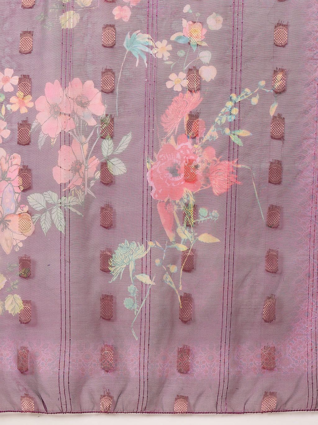 Hand Embroidered Kurta With Pant & Printed Dupatta, Purple - Hiral Fashion - Distacart