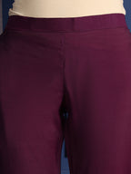 Hand Embroidered Kurta With Pant & Printed Dupatta, Purple - Hiral Fashion - Distacart