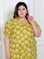 Miravan Plus Size Women'S Yellow Printed Puff Sleeve Floral Maxi Party Dress - Distacart