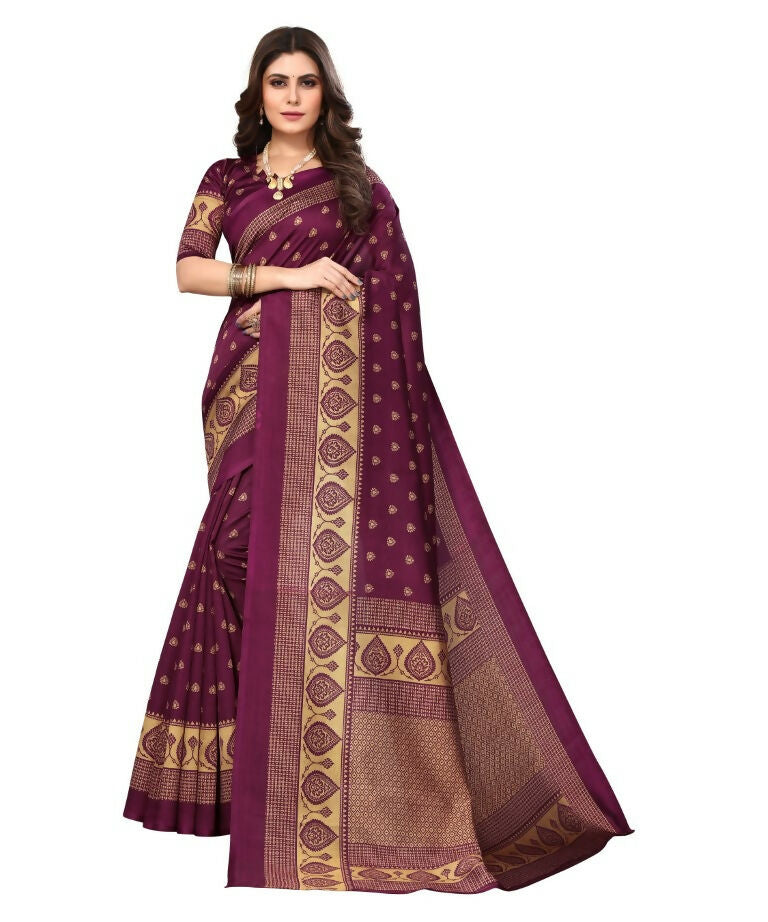 Vamika Purple Printed Art Silk Saree