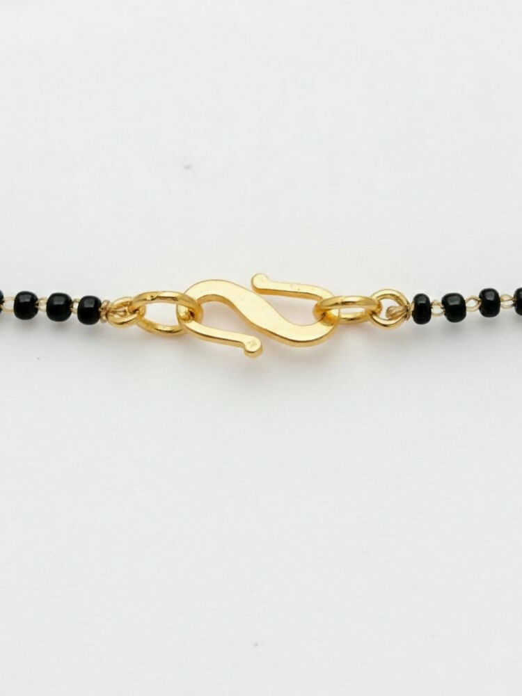 NVR Women Gold Plated Black Beaded Short Design Mangalsutra - Distacart