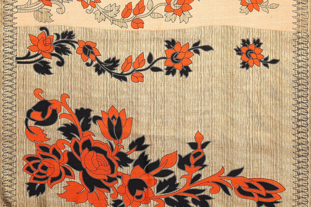Vamika Orange Printed Art Silk Saree