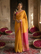 Shree Shyam Fashion Gold Cotton Saree - Distacart