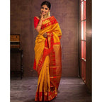 DEIANA'S Beautiful Designer Golden zari Soft Lichi Silk Saree - Yellow