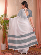 Shree Shyam Fashion The White Loom White Linen Cotton Saree