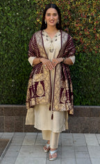 Vedant Vastram Kurta Pant Set With Dupatta Having Beautiful Handwork - White