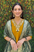 Vedant Vastram Kurta Pant Set With Dupatta Having Beautiful Handwork - Yellow