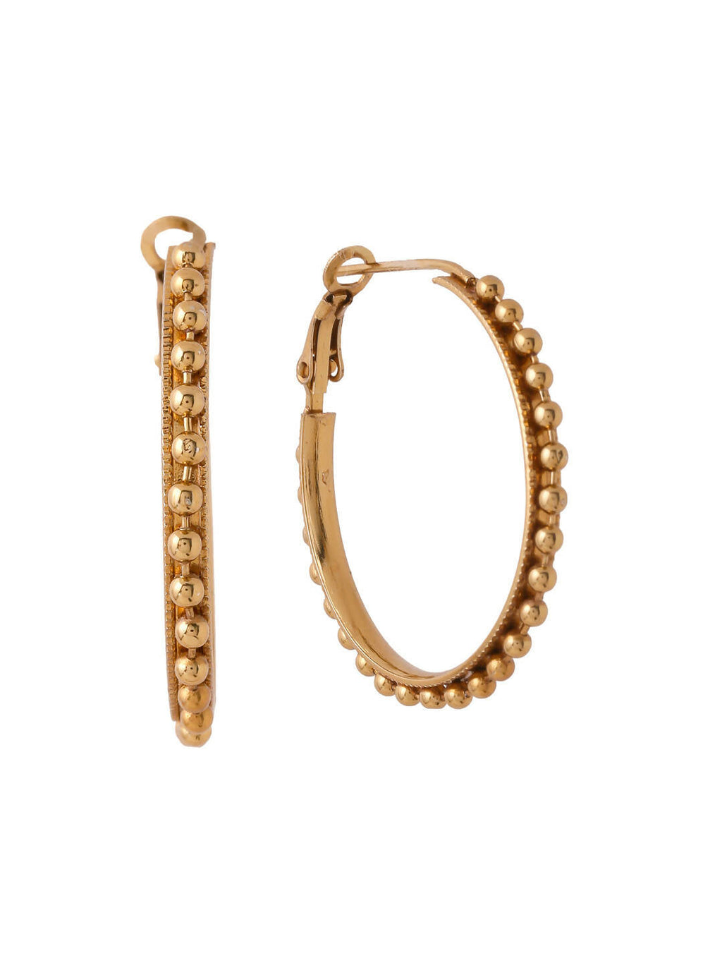 NVR Women Gold Toned Beaded Circular Earrings - Distacart