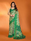PR Fashion Green Kota Doria Printed Saree