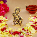 Estele Gold-Polished Spiritual Lord Krishna Idol for Home/Car Decor