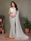 Vedant Vastram Poly Silk Embroidery Work Fancy Saree - Grey