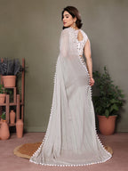 Vedant Vastram Poly Silk Embroidery Work Fancy Saree - Grey