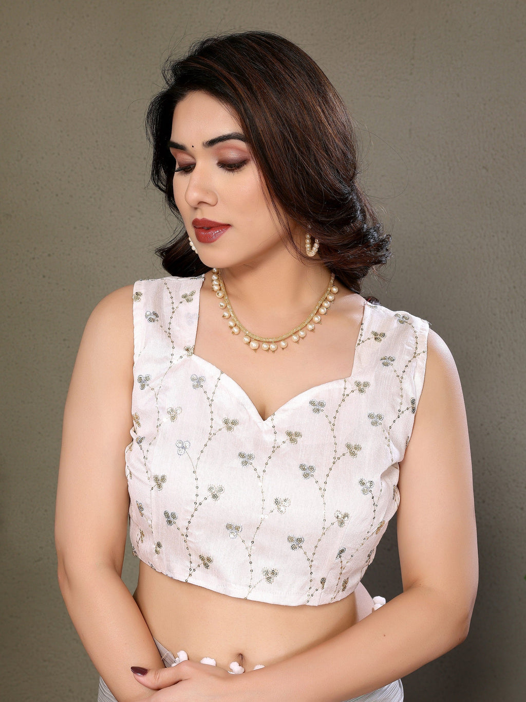 Vedant Vastram Poly Silk Embroidery Work Fancy Saree - Grey