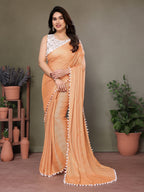Vedant Vastram Poly Silk Embroidery Work Fancy Saree - Orange