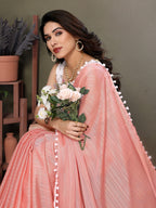 Vedant Vastram Poly Silk Embroidery Work Fancy Saree - Peach