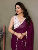 Vedant Vastram Poly Silk Embroidery Work Fancy Saree - Purple