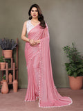Vedant Vastram Poly Silk Embroidery Work Fancy Saree - Rose