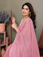 Vedant Vastram Poly Silk Embroidery Work Fancy Saree - Rose