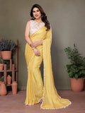 Vedant Vastram Poly Silk Embroidery Work Fancy Saree - Yellow