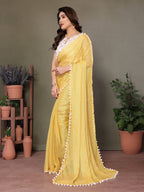 Vedant Vastram Poly Silk Embroidery Work Fancy Saree - Yellow