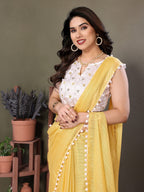 Vedant Vastram Poly Silk Embroidery Work Fancy Saree - Yellow