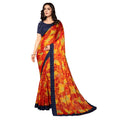 Vamika Multi Color Designer Chiffon Brasso Saree With Mirror Work Lace