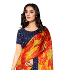 Vamika Multi Color Designer Chiffon Brasso Saree With Mirror Work Lace