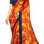 Vamika Multi Color Designer Chiffon Brasso Saree With Mirror Work Lace