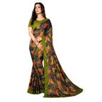 Vamika Multi Color Designer Chiffon Brasso Saree With Mirror Work Lace