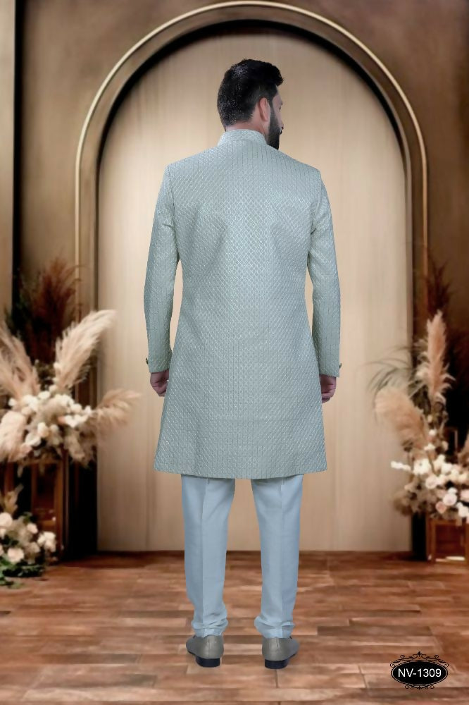 Joban Fashion Men's Green Base Silk Kurta with Pyjama