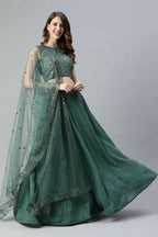 Pista Georgette Sequins Embroidery Work Lehenga Choli with Dupatta - Jivika