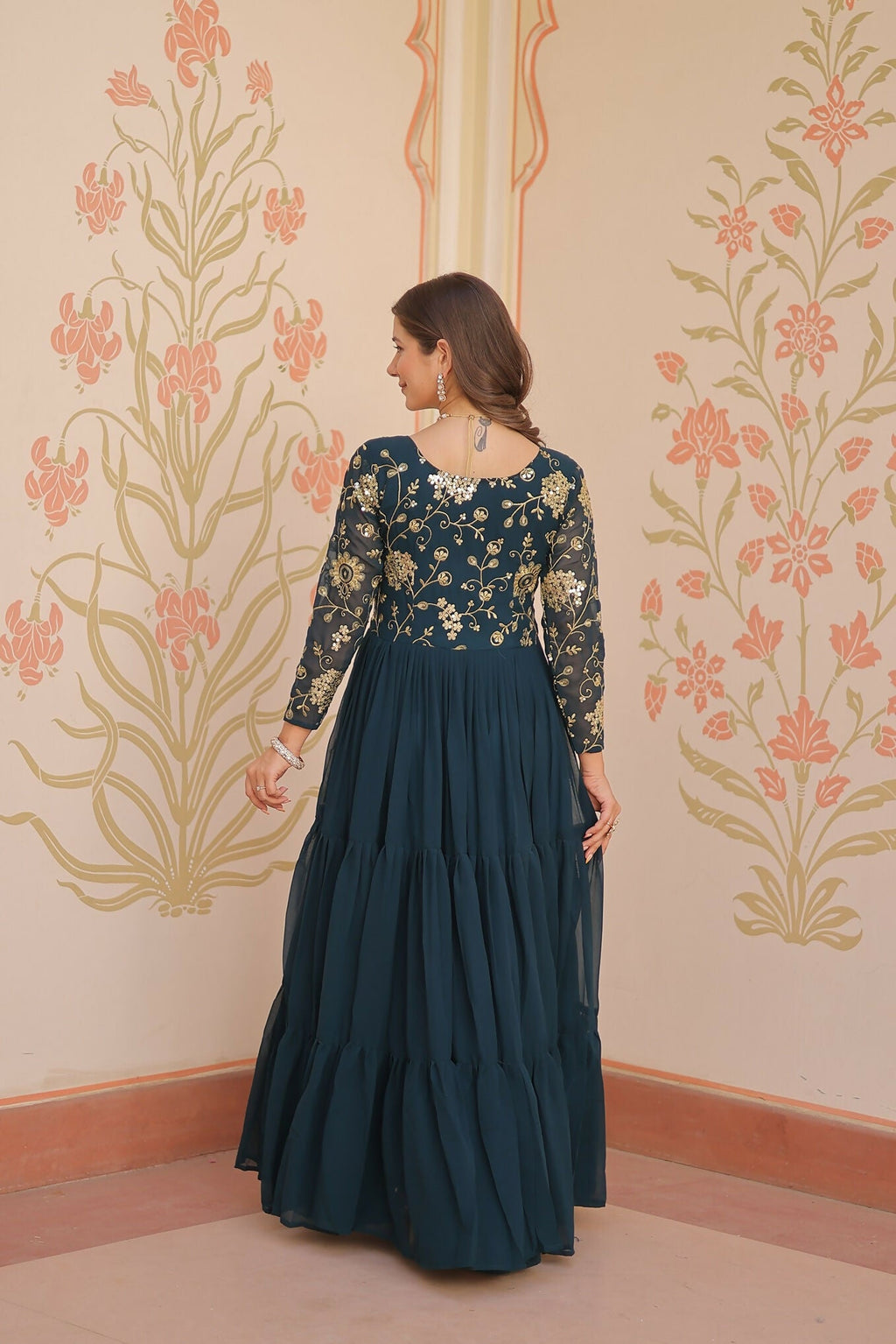Joban Fashion Rama Georgette Sequence Embroidery Work Dress - Distacart