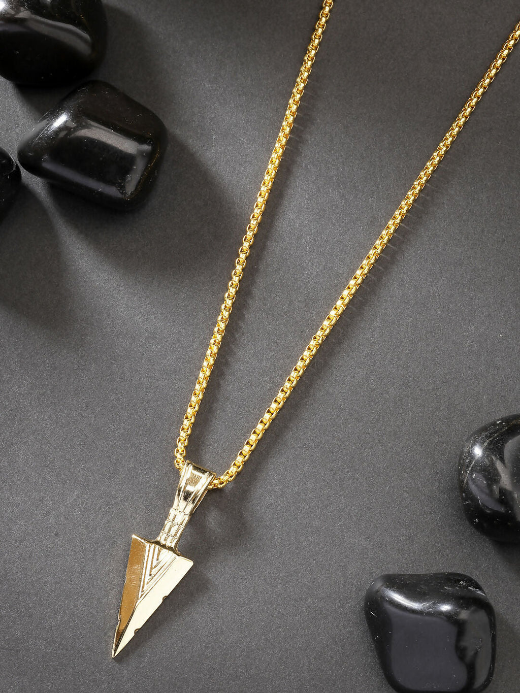 NVR Men's Set of 3 Multicolor Rhodium-Plated Arrow-Shaped Pendant With Chain