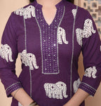 Miravan Womens Purple Printed Kurta With Palazzo - Distacart