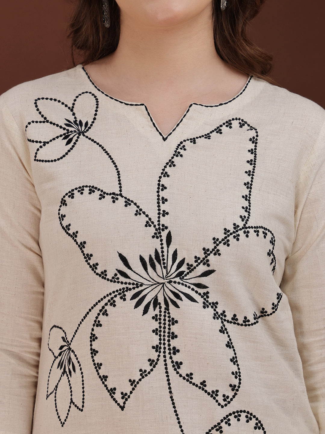 Floral Embroidered Co Ords, White - Hiral Fashion - Distacart