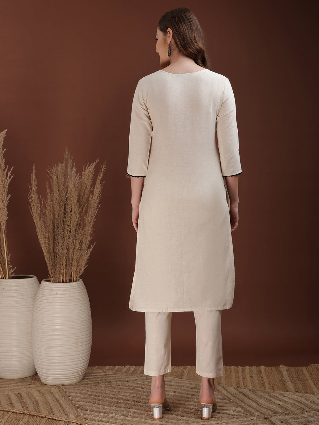 Floral Embroidered Co Ords, White - Hiral Fashion - Distacart