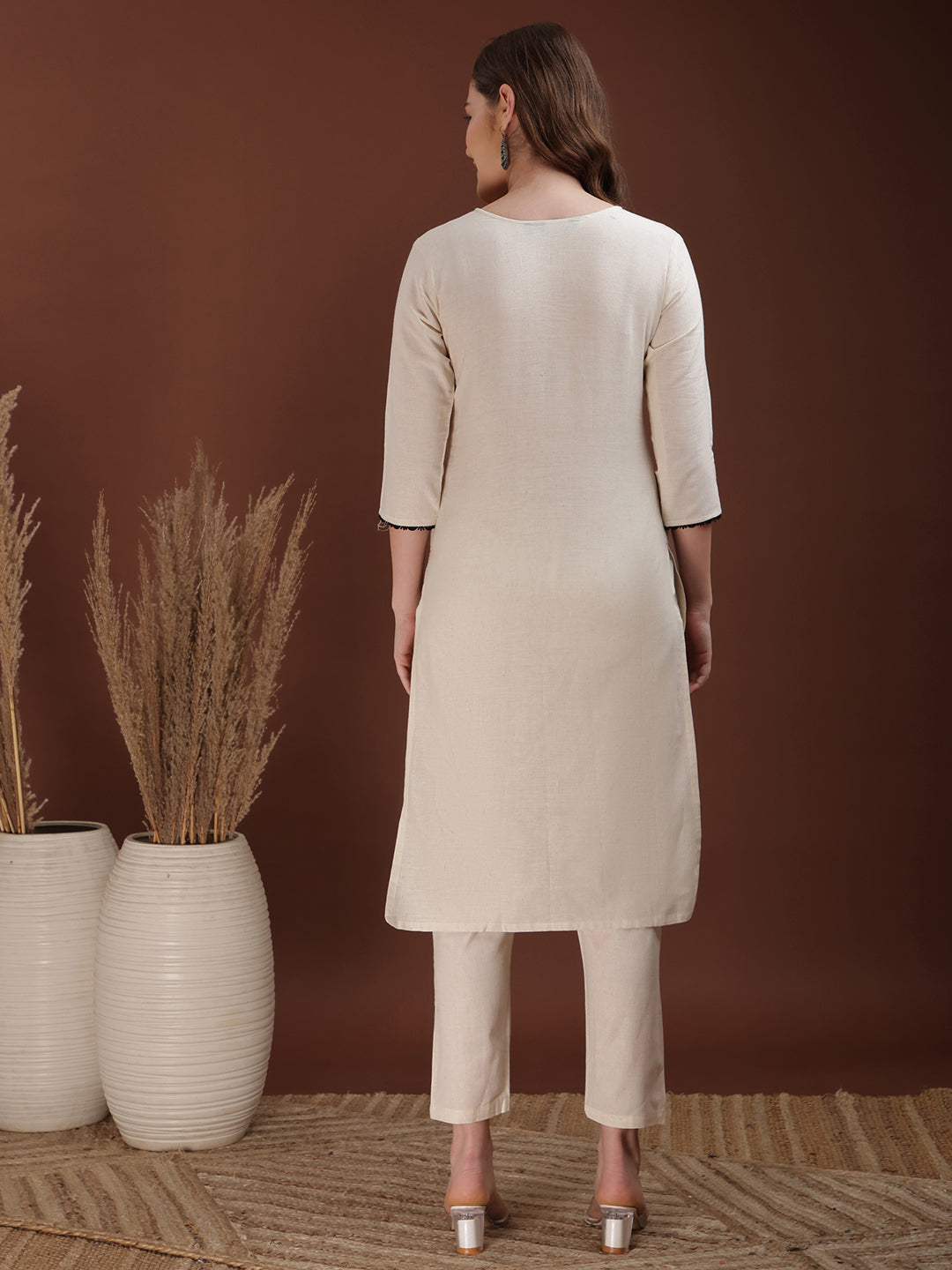 Floral Embroidered Co Ords, White - Hiral Fashion - Distacart
