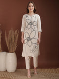 Floral Embroidered Co Ords, White - Hiral Fashion - Distacart
