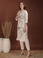 Floral Embroidered Co Ords, White - Hiral Fashion - Distacart