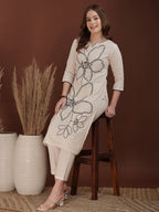 Floral Embroidered Co Ords, White - Hiral Fashion - Distacart