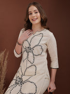 Floral Embroidered Co Ords, White - Hiral Fashion - Distacart