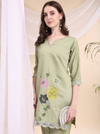 Floral Embroidered Co-Ords, Green - Hiral Fashion - Distacart