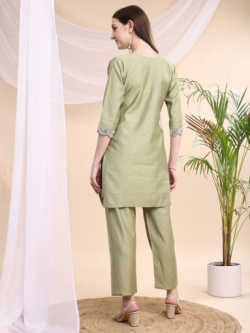 Floral Embroidered Co-Ords, Green - Hiral Fashion - Distacart