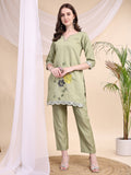 Floral Embroidered Co-Ords, Green - Hiral Fashion - Distacart