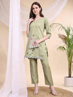 Floral Embroidered Co-Ords, Green - Hiral Fashion - Distacart