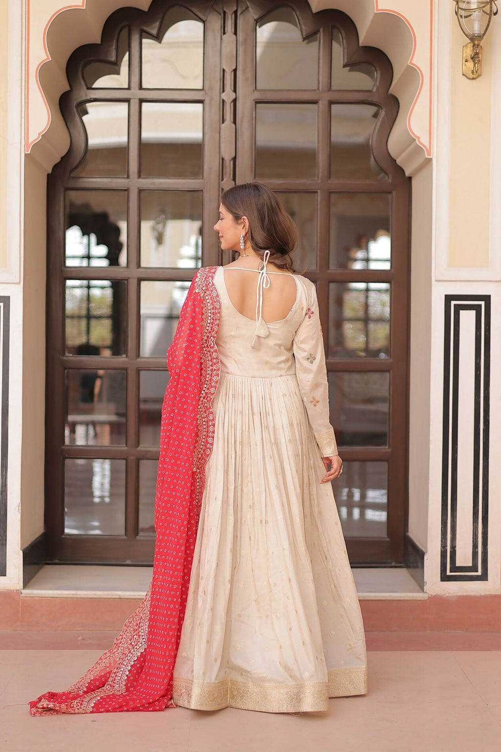 Joban Fashion Red Jacquard Sequence Embroidery Work Kurta Set - Distacart